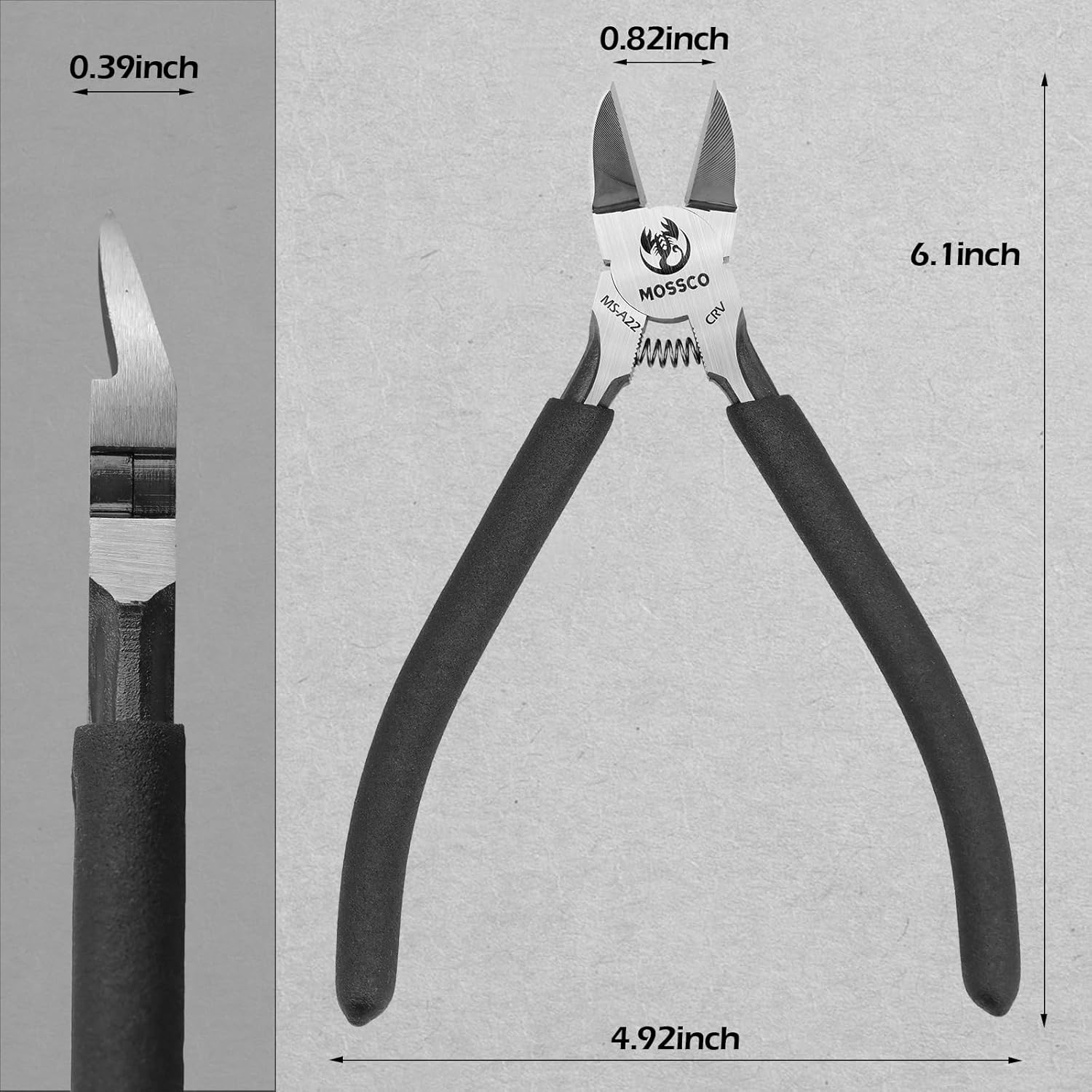 6 Inch Wire Cutters, Precision Flush Cutters with CR-V Steel, Ultra Sharp Side Cutting Pliers with Spring-Loaded Non-Slip Handles, Ideal for Jewelry Making, Crafting and Electrical Work