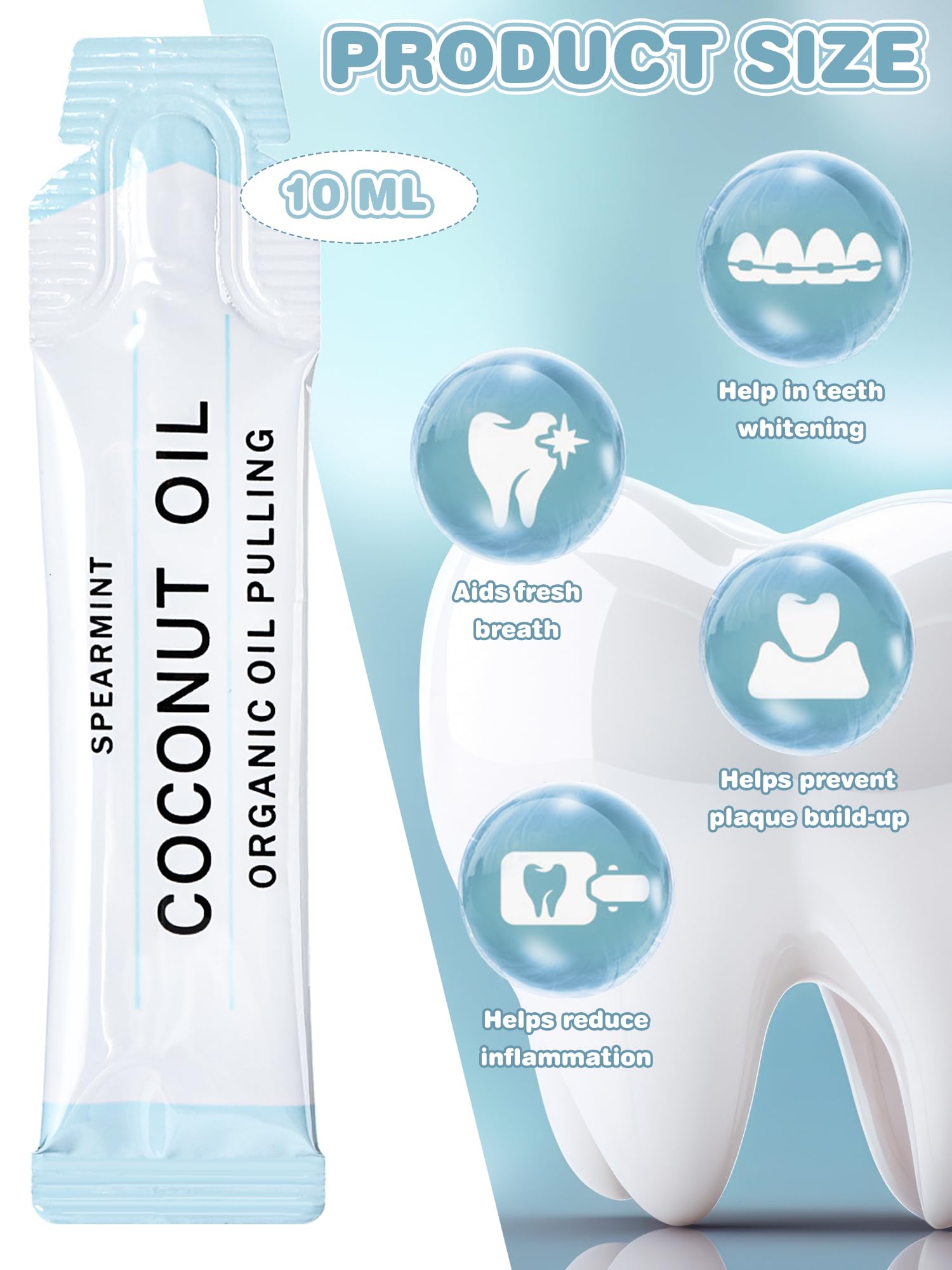 Loopeer 50 Pcs Organic Oil Pulling Travel Sachets Coconut Peppermint Oil Pulling Coconut Oil Pulling for Teeth Coconut Mouthwash for Teeth Whitening and Healthy Teeth
