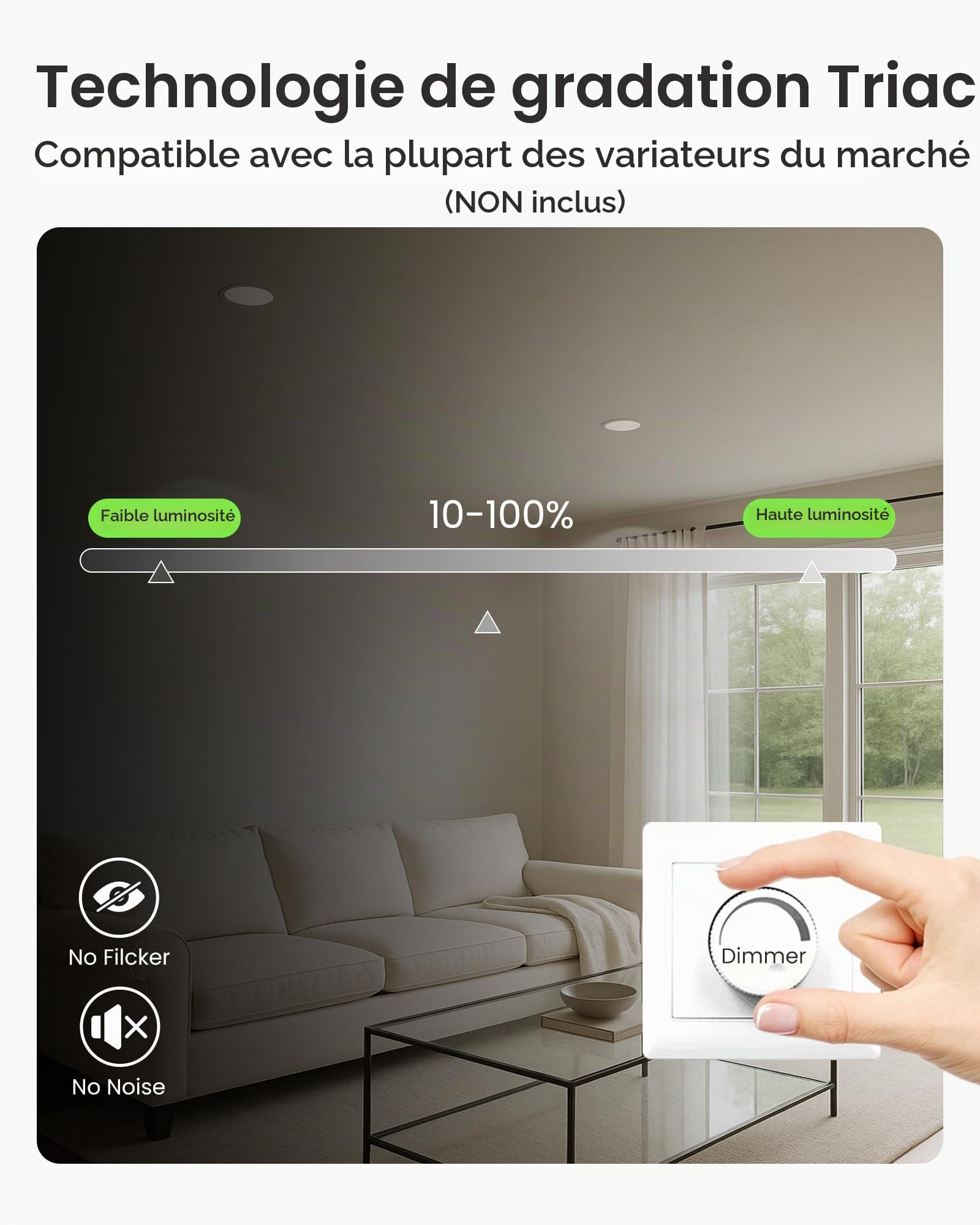 ALUSSO Spot LED Encastrable Ultra Plat Dimmable 230V 8W Spot Plafond 3000K 4000K 5700K Étanche IP65 Réglable Plafonnier Encastré pour Salle de Bain, Salon,La cuisine, Lot de 6,Blanc