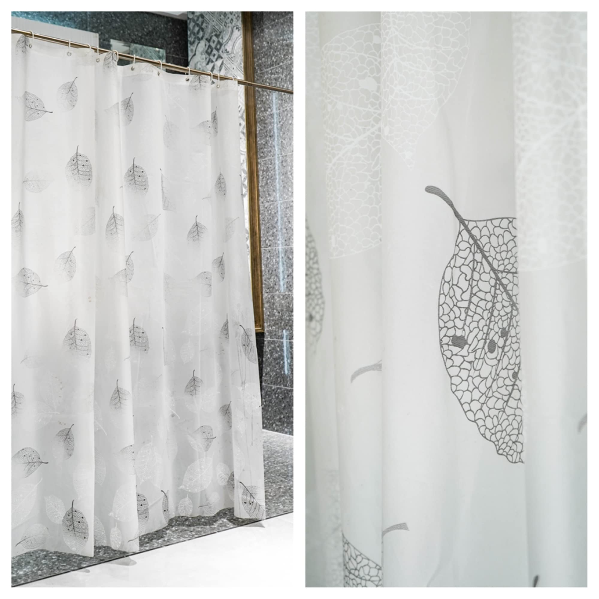 GOOPOOL Waterproof Shower Curtain, 200 x 200 cm With 12 Rings, Washable Bath Curtain, Green, W 78.7" x L 78.7" (1 Panels) - Image 2