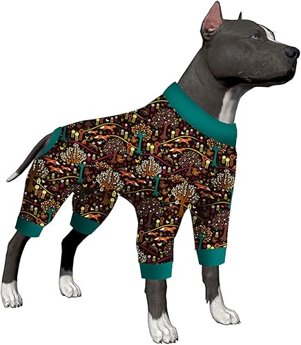 LovinPet Pitbull - Pijama grande para perros - Tela elástica ligera y cómoda, pijama con estampado de bosque noruego, traje de recuperación de disponible en Yaxa Costa Rica