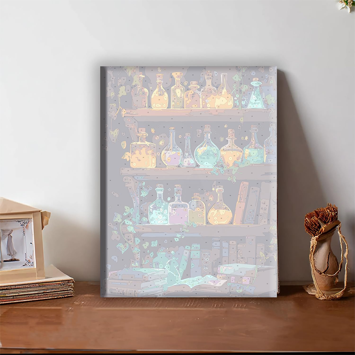 Aeontinity Glowing Magic Potion Fantasy Framed Canvas DIY Paint by Numbers Kit Bar Cafe Cave Home Room Wall Bathroom Porch Patio Decor Gift, 16 x 12 Inch