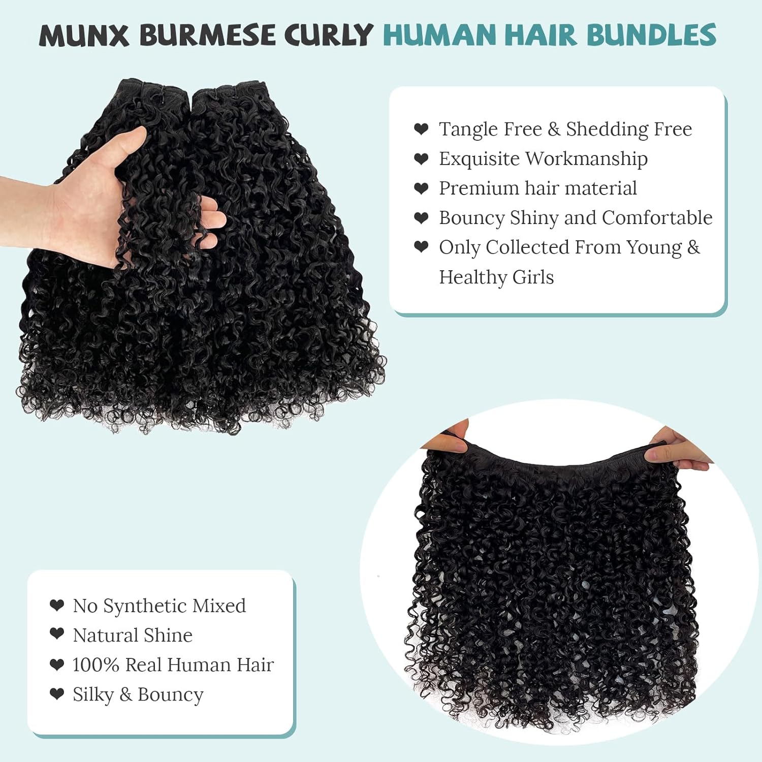 Curly Bundles Human Hair 12 14 16 Inches 100% Unprocessed Quick Weave 3c4a Water Wave Real Human Hair Extensions Natural Black Wet and Wavy Double Weft for Black Women