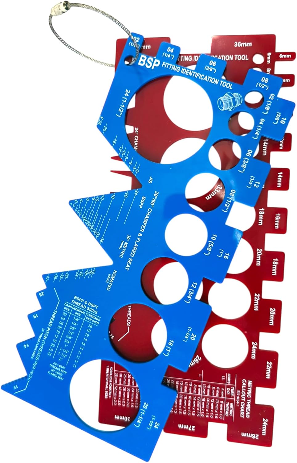 HoseWarehouse Brand TGK01-HW International Thread Identification Kit w/Adaptall Gauges (British BSPP BSPT JIS) (Metric DIN Kobelco Komatsu) TGK-01