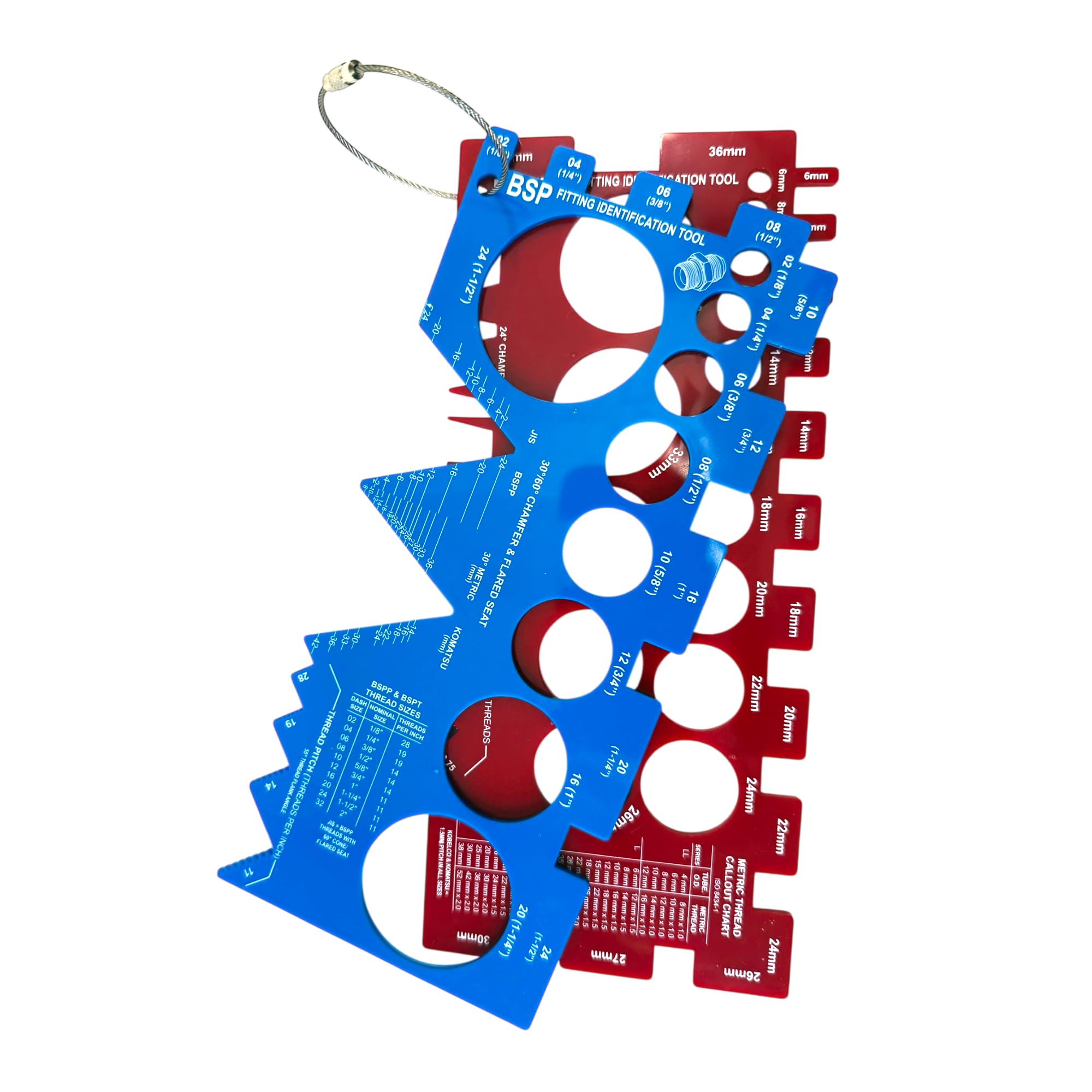 HoseWarehouse Brand TGK01-HW International Thread Identification Kit w/Adaptall Gauges (British BSPP BSPT JIS) (Metric DIN Kobelco Komatsu) TGK-01