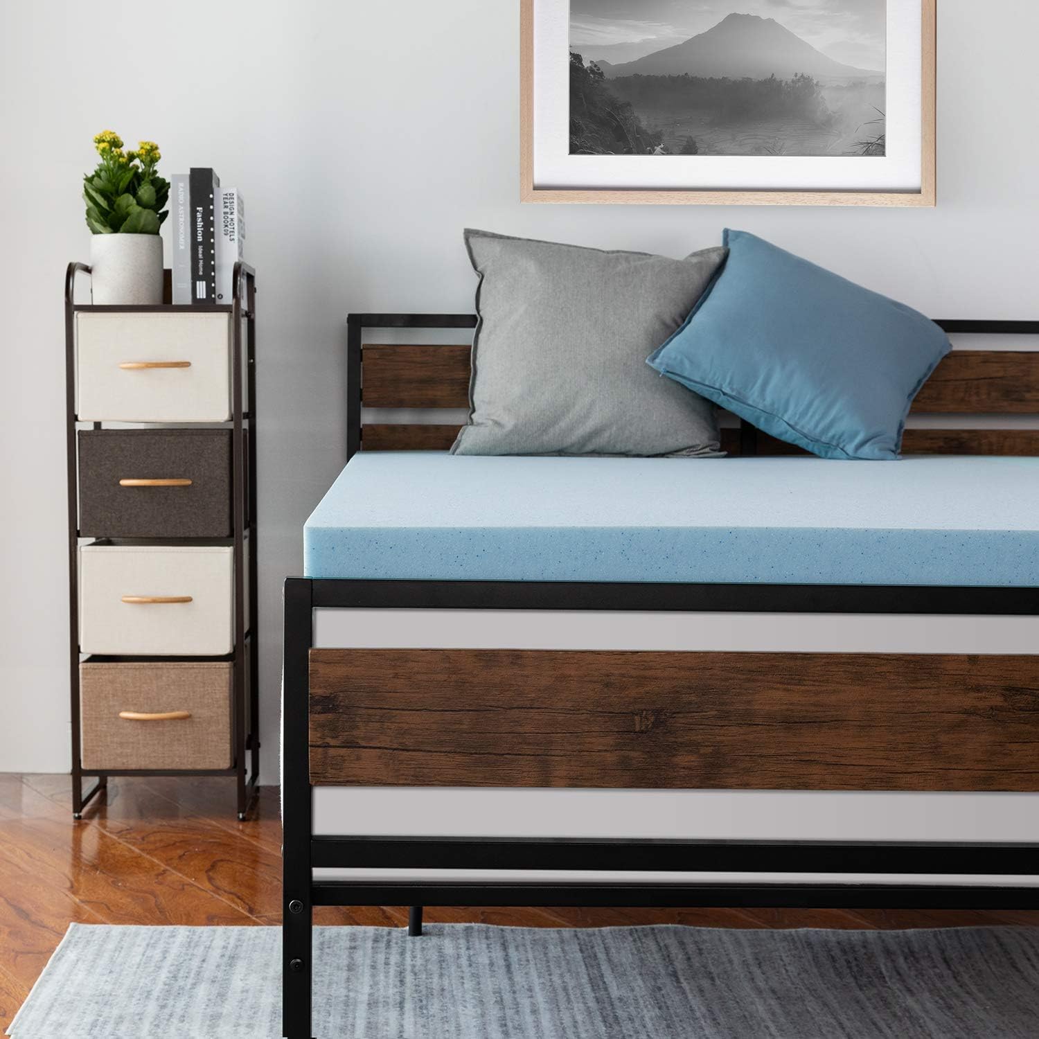 RUUF 3 Inch Mattress Topper Queen, Ventilated Gel Infused Memory Foam with CertiPUR-US Certified, Cloud-Like Soft