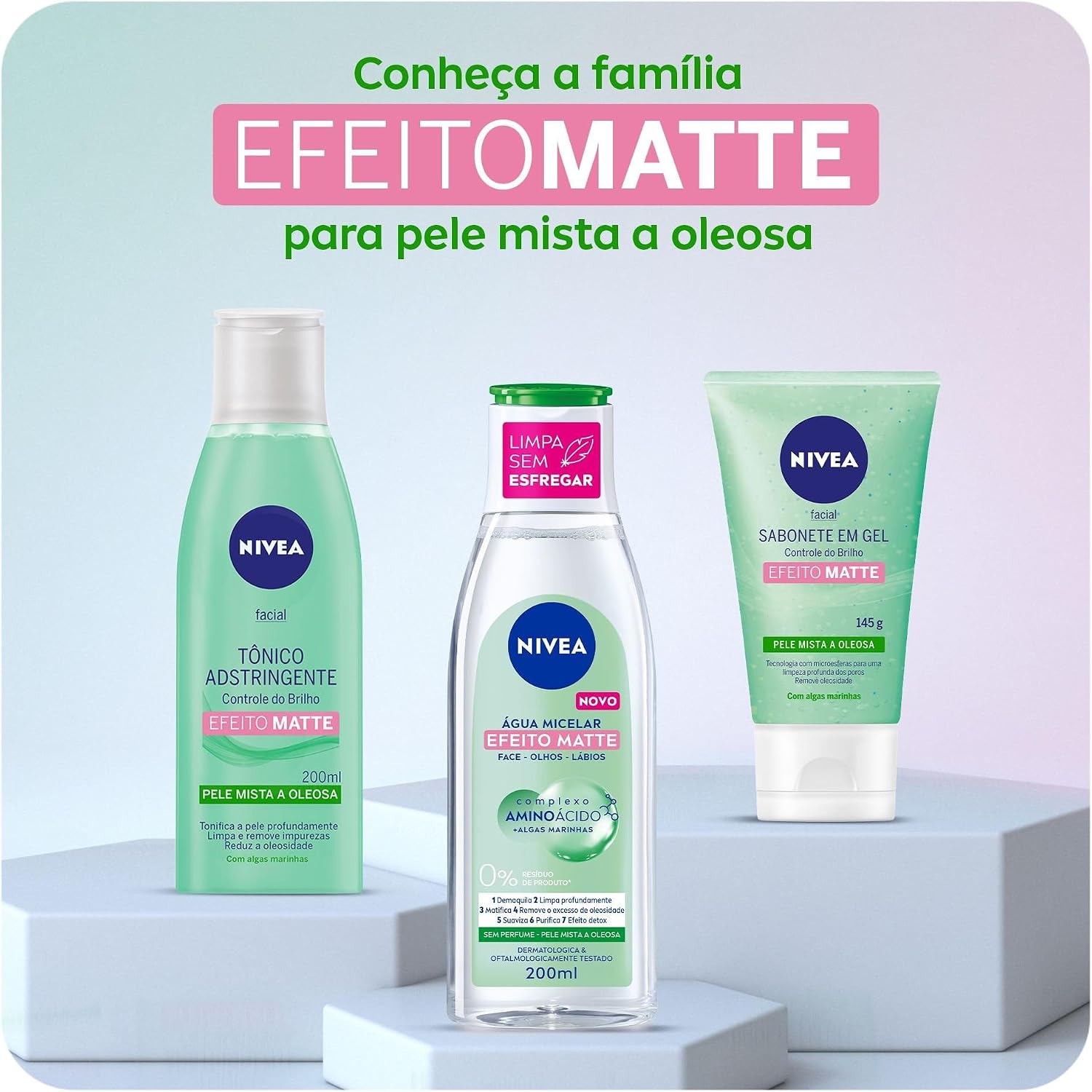NIVEA Kit Água Micelar Solução de Limpeza 7 em 1 Efeito Matte 200ml + NIVEA Sun UV Face Controle de Oleosidade FPS 60 50ML NIVEA Kit Água Micelar Solução de Limpeza 7 em 1 Efeito Matte 200ml + NIVEA Sun UV Face Controle de Oleosidade FPS 60 50ML