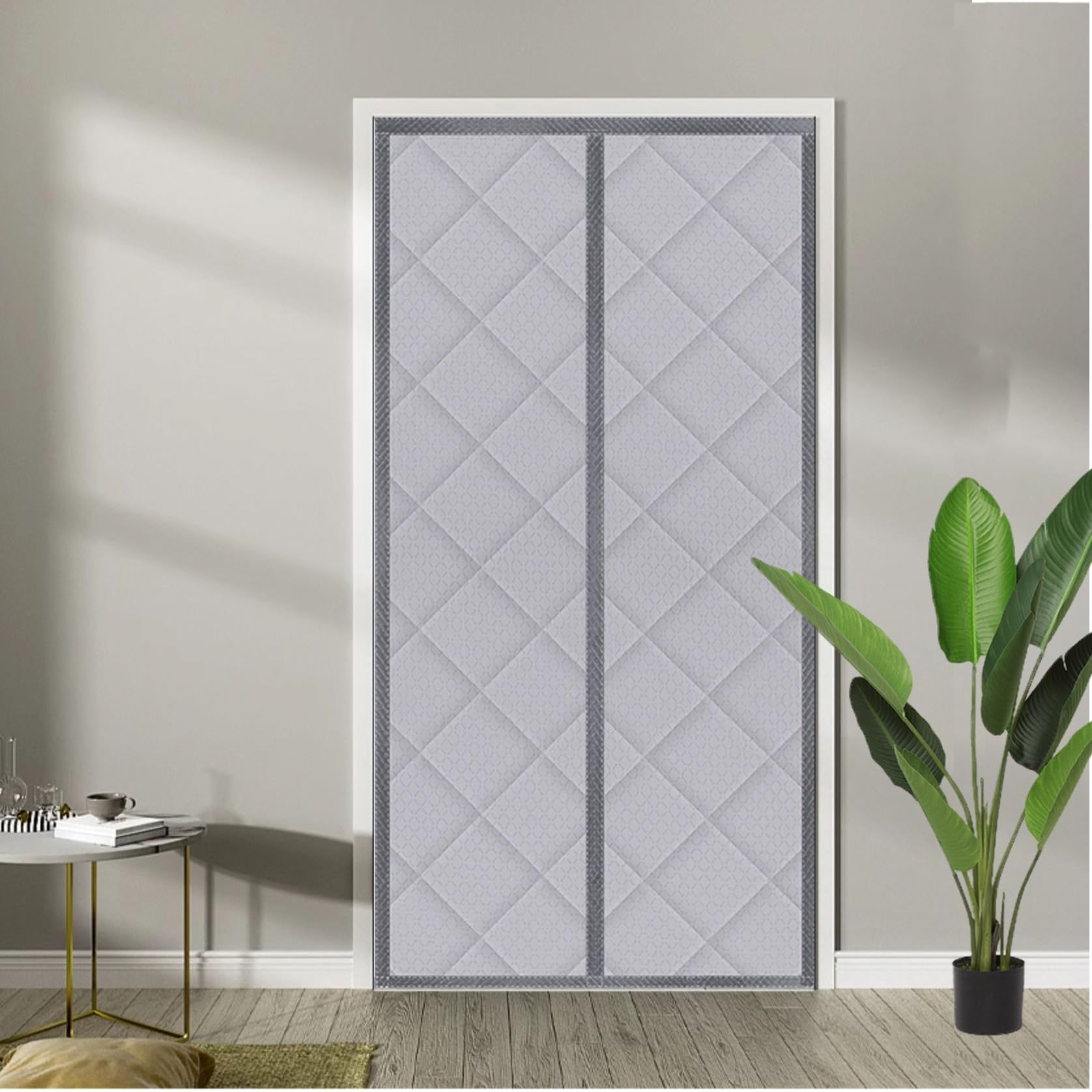 Tenda termica termica termica isolante in tessuto Oxford impermeabile copertura invernale antivento e insonorizzata per porta d'ingresso, grigio 95 x 215 cm, mantiene caldo e accogliente
