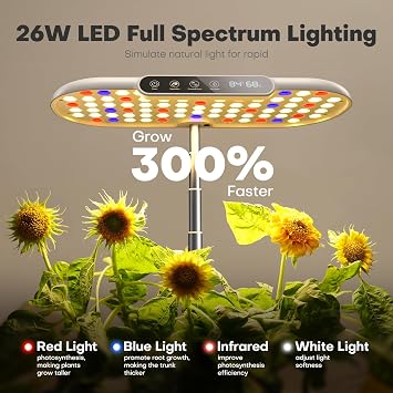 نظام زراعة Ahopegarden Hydroponics مع 12 كبسولة، مجموعة حديقة داخلية مع ضوء LED للنمو وشاشة LCD لدرجة الحرارة والرطوبة، مضخة زراعة ذكية وهادئة للأعشاب والخس والخضروات واستخدام حديقة المطبخ