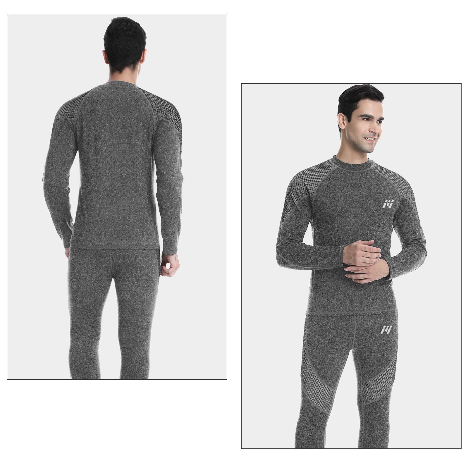 MEETWEE Biancheria Intima Termica Set Uomo, Antivento Funzionale Base Layer Asciugatura Rapida Maniche Lunghe Maglia Termica & Pantaloni per Invernali Sportiva Sci Allenamento Corsa Ciclismo
