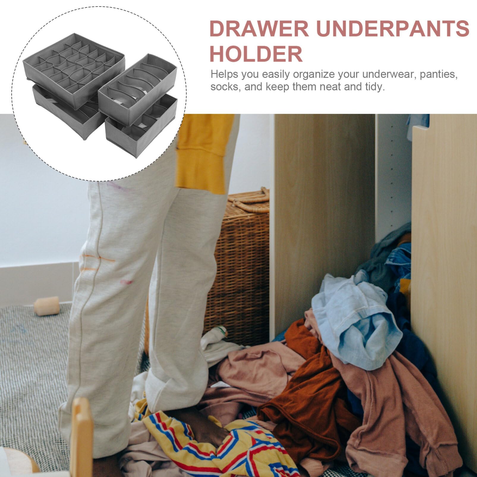 4piezas Organizadores Plegables Para Cajón De Ropa Interior Separadores De Calcetines y Bragas Almacenamiento Para Armarios
