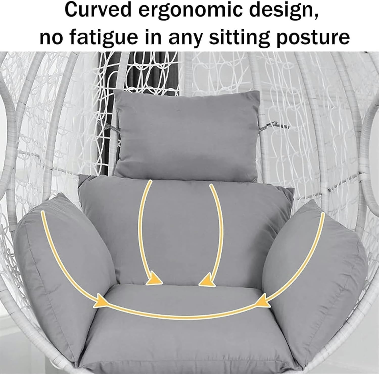 Egg Chair Cushion with Pillow and Armrest Pads, Rattan Hanging Basket Cushion, Egg Nest Replacement Pad, Cushion Only(Color 2)