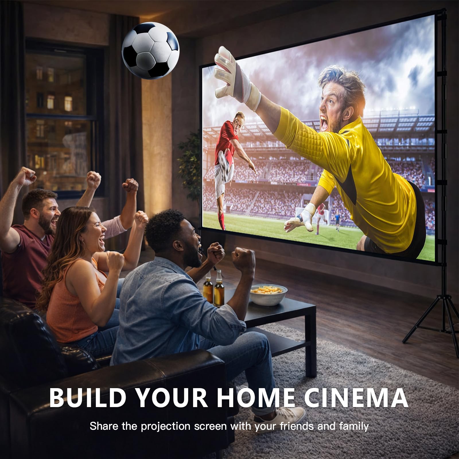 Gigmeta Schermo di Proiezione con Treppiede 120 Pollici, 4K HD Telo Proiettore Pieghevole 16:9, Antipiaga Lavabile per Home Theater Fronte e Retro, Portatile da Esterno