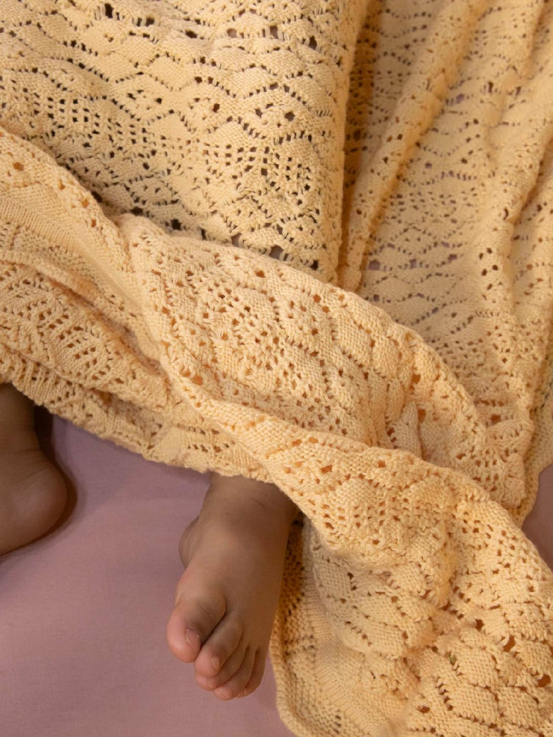 THE BABY TRUNK Organic Cotton Baby Blanket | Warm Amber | Soft, Breathable & Hypoallergenic | Gentle On Sensitive Skin | All-Season Comfort for Newborns, Infants & Kids (Yellow) 2