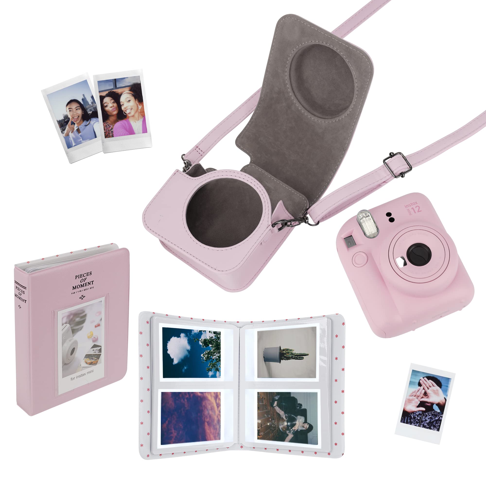 Set di accessori per fotocamera istantanea Mini 12, custodia per fotocamera Instax Mini 12 con album fotografico a 64 tasche e cornici per foto/cornici decorative da parete/adesivi per