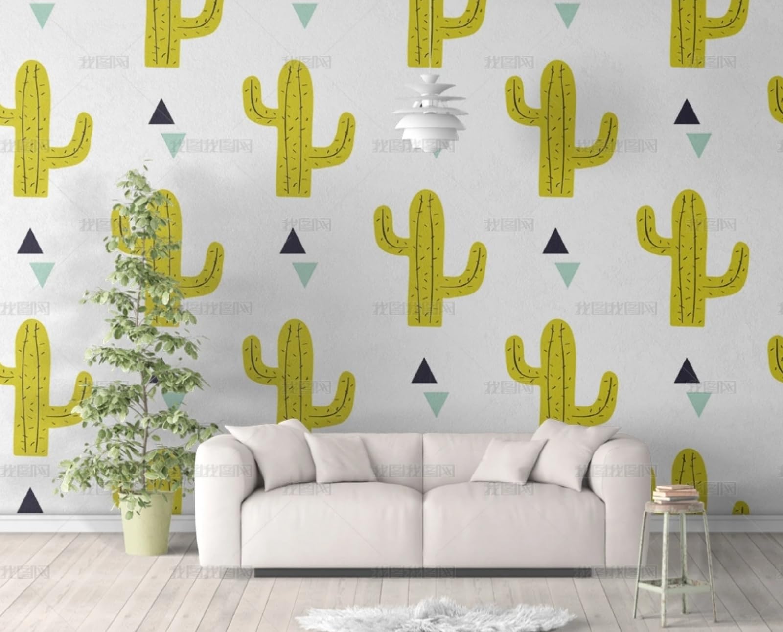 Papier peint autocollant cactus pour illuminer la chambre et le salon
