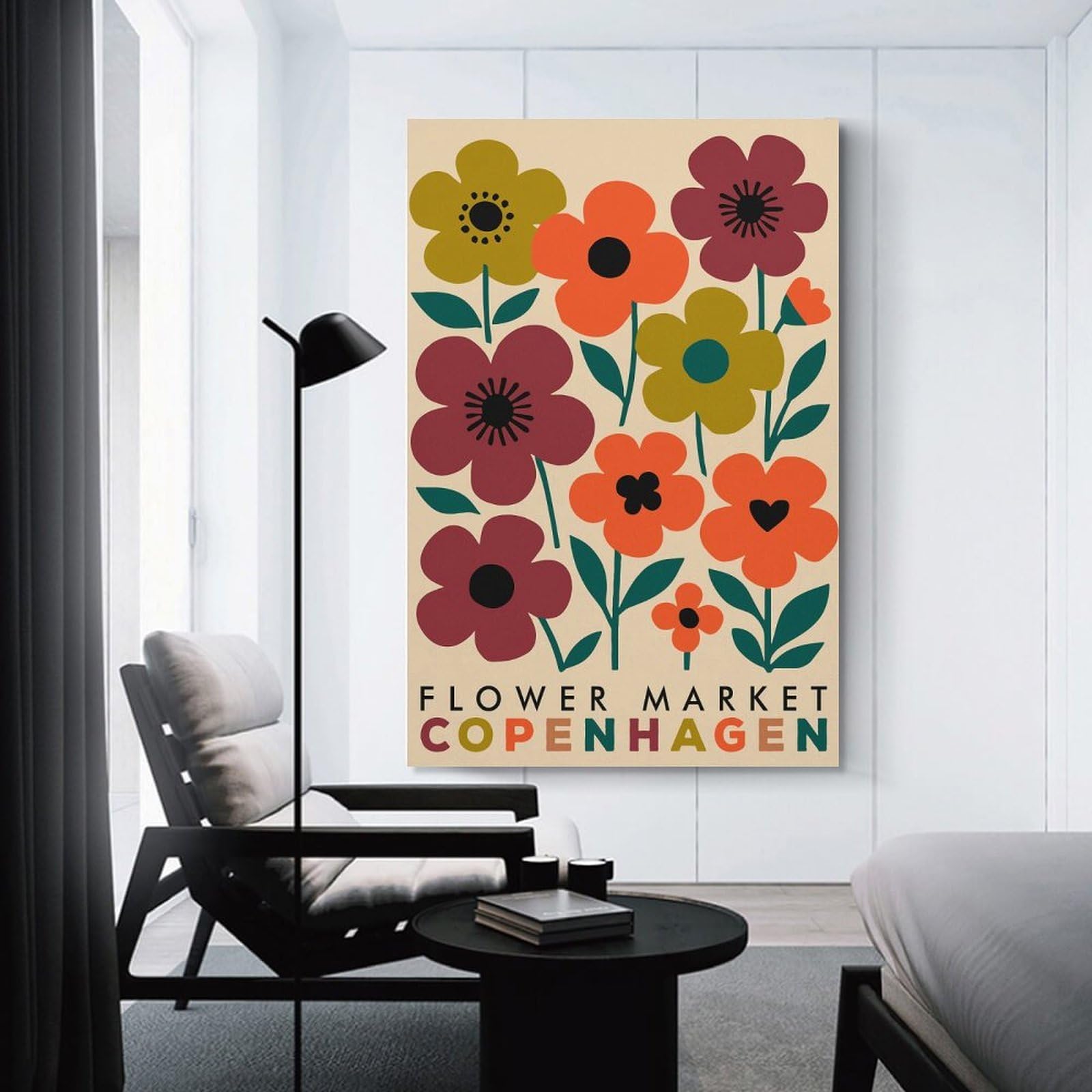 Junmoney Retro Floral Market Decorative Canvas Print, 20x30inch(50x75cm), for Hallway, Entryway Or Landing, Home Artwork for First Impressions