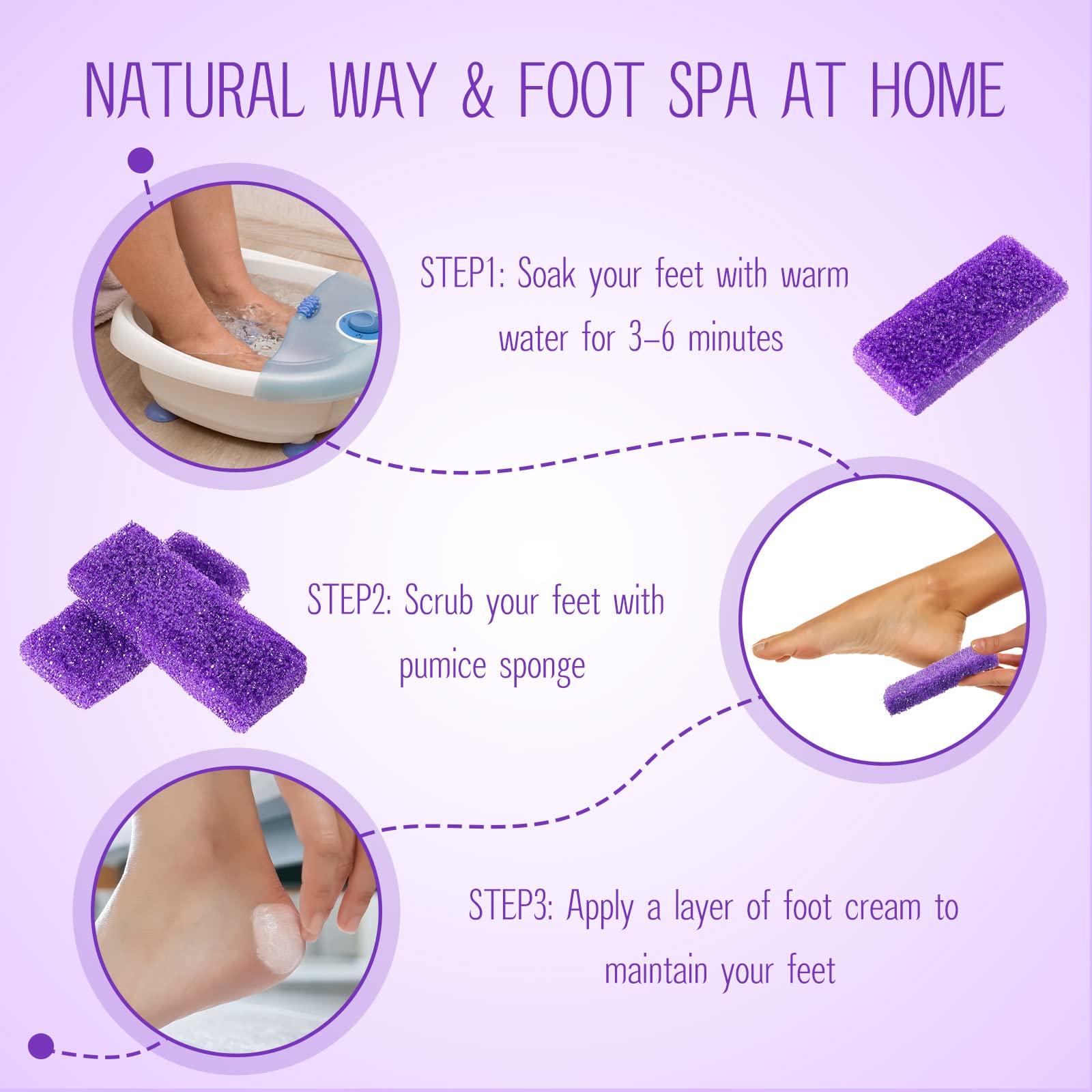 Batiyeer 300 pietre pomice per piedi scrubber per pelle morta usa e getta per piedi pomice per doccia per talloni, cuticole, calli, bagno e spa (viola)