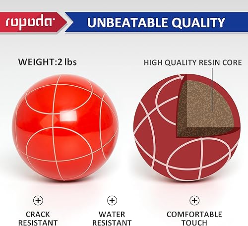 Miniatura 2 de ropoda Juego de bolas de bochas de 3.543 in con 8 bolas de poliresina, palino, estuche y cuerda de medición para patio trasero, césped, playa,