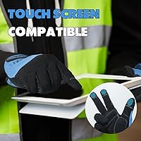 Vista 4 de HANDLANDY Guantes de trabajo para hombre y mujer, guantes de trabajo de mecánicos de uso general con pantalla táctil, guantes de trabajo flexibles