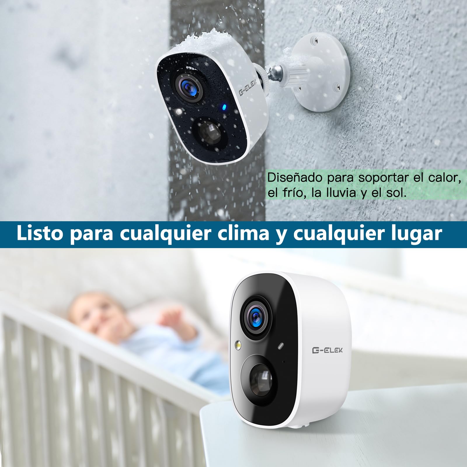 G-ELEK Cámara de vigilancia Externa Batería