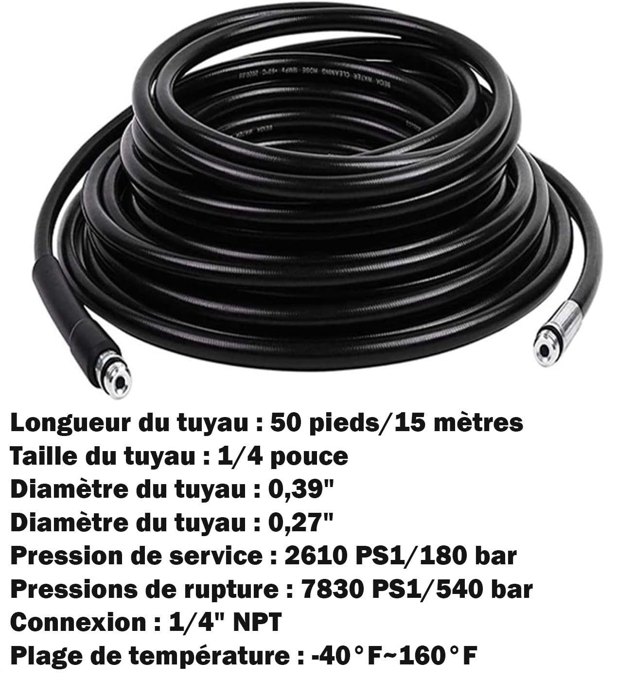 Zenmarket Kit Nettoyage Tuyau Vidange, 20M K2-K7 LAVOR 180Bars 2700PSI