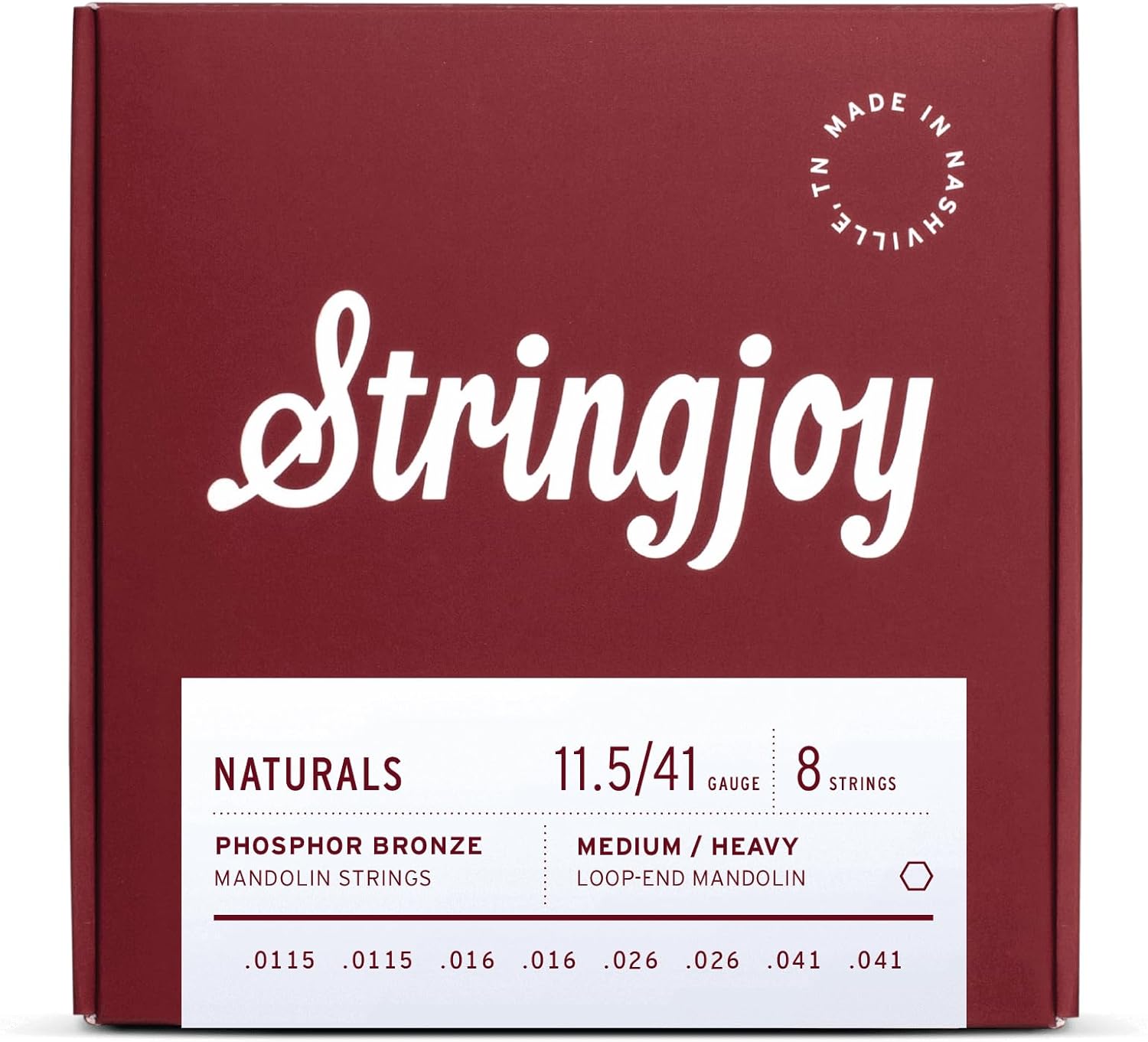 Stringjoy NB11541 ナチュラルリン青銅マンドリン弦(M/ヘビーゲージ-11.5-41)