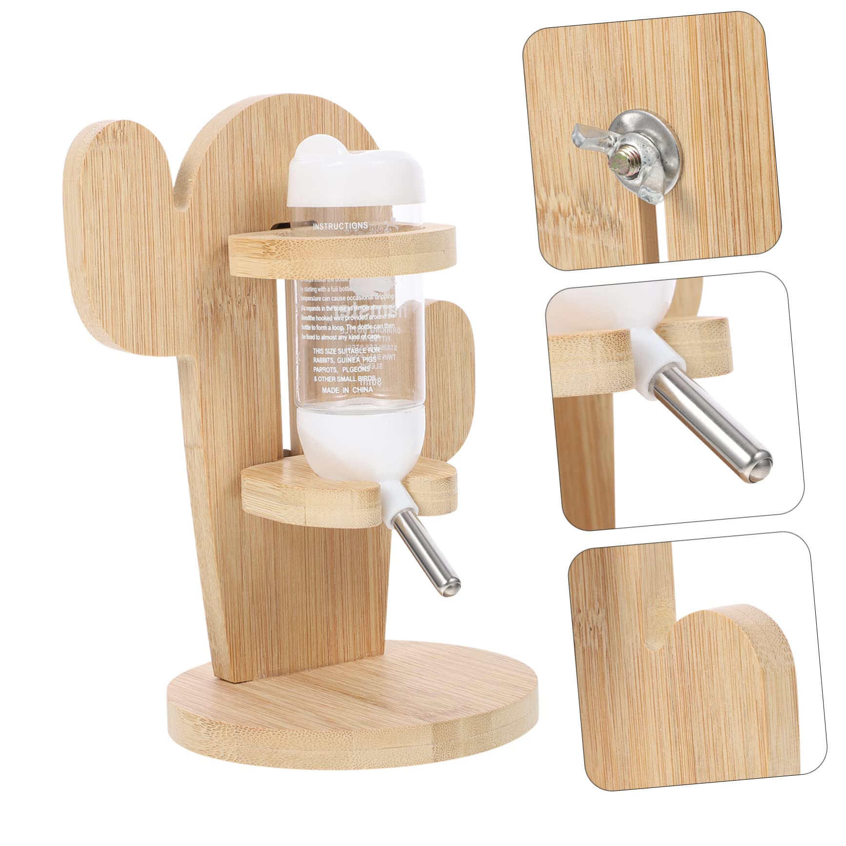 ERINGOGO Abreuvoir pour Chinchilla et Petits Animaux en Bois et Plastique, Bouteille Transparente Résistante à l'usure, Accessoire pour Cages et Fournitures pour Animaux