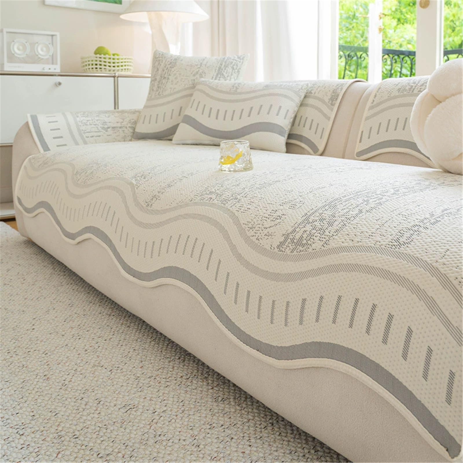 AWSQ23 Cooling Ice Silk Non-Slip Sofa Seat Mat(Grey,110 * 260cm)