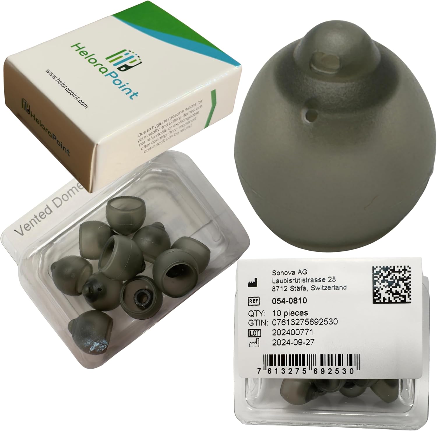 Phonak Vented Hearing Aid Domes 4.0 – Medium Size (M) – 10 Domes in 1 Pack – Compatible with Marvel, Paradise, Lumity RIC Devices – Open Fit – Original Phonak Replacement Tips (054-0810)