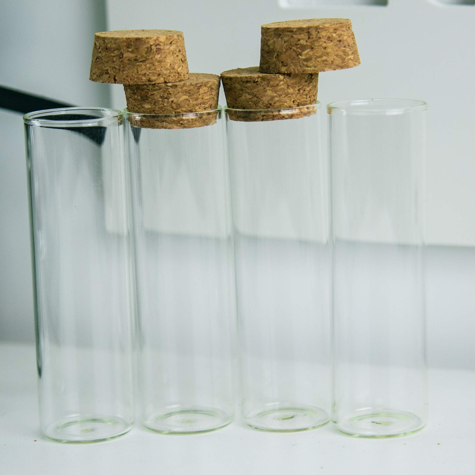 12pcs Bouteilles Tube a Essai Verre Transparente Avec Bouchon En liège, capacité De Stockage De 50 ml, diamètre extérieur Du Flacon De Tube à Essai De 30 mm (12, 50ml)