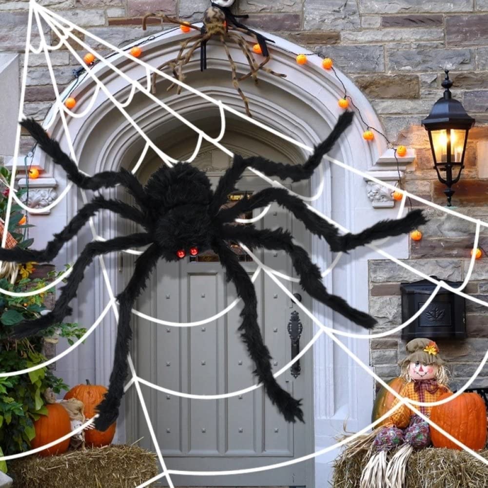 Toile d'araignée Halloween pour décoration extérieure de jardin et costume de cour en lot de 2