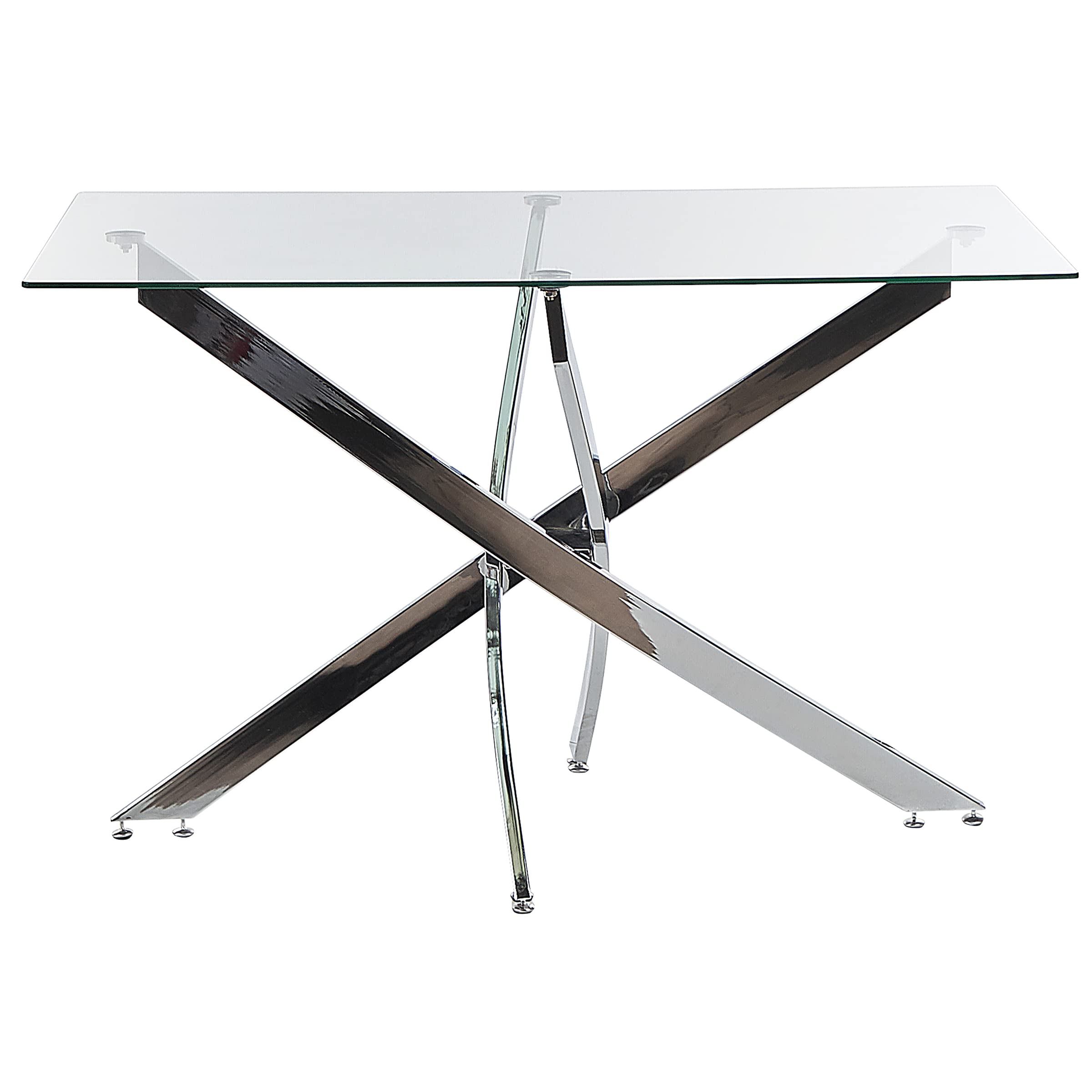 Beliani Mesa de Comedor Tablero de Vidrio Templado 120 x 70 cm Patas Plateadas 4 Personas Moderno Maramo