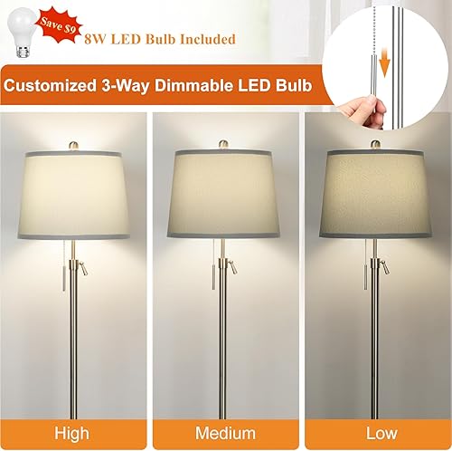 Vista 38 de Lámparas de pie para sala de estar, lámpara de pie negra de altura ajustable, lámpara de pie moderna regulable para dormitorio, oficina con pantalla