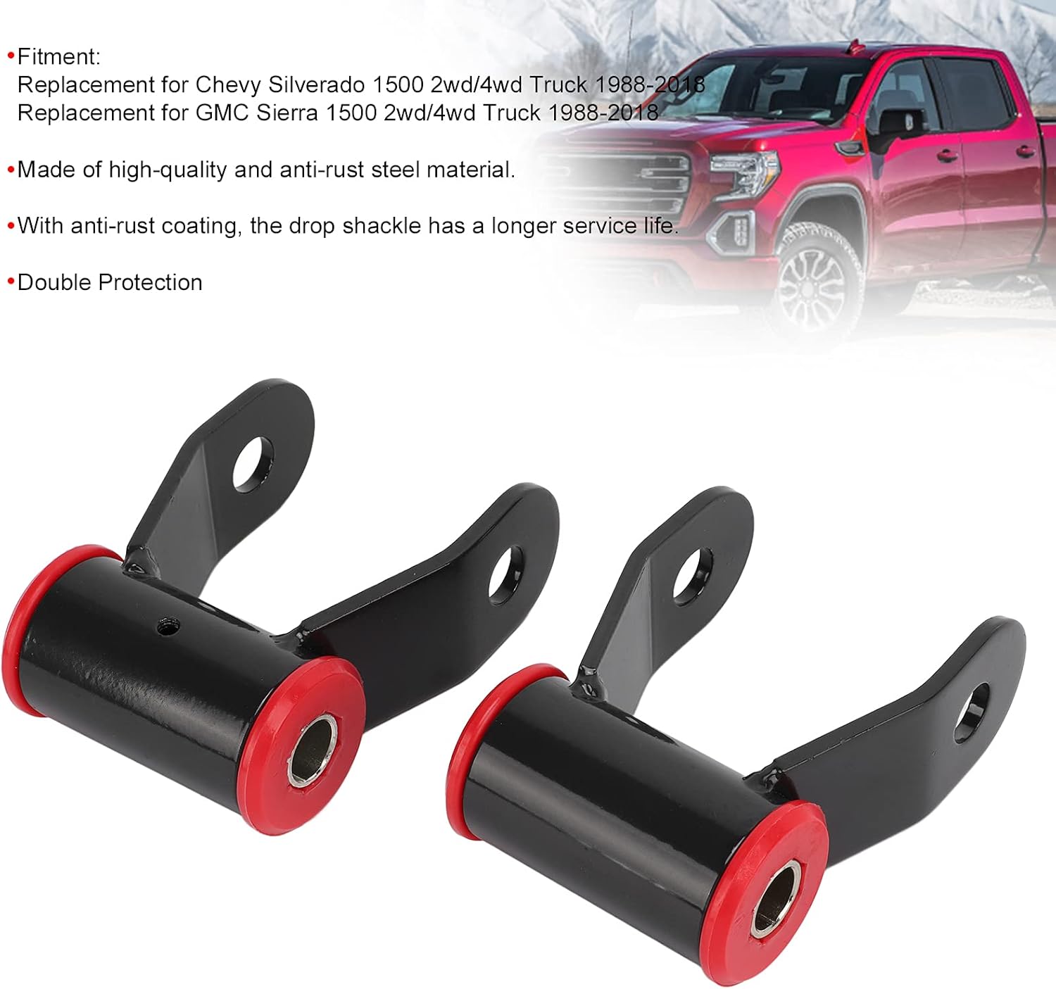 2PCS ‑ 5in Rear Drop Shackle Leveling Kit Replacement for 1500 2wd 4wd Truck 1988‑2018 1500 1988‑ Drop ShackleRear Lowering ShackleRear ShacklesRear Shackles