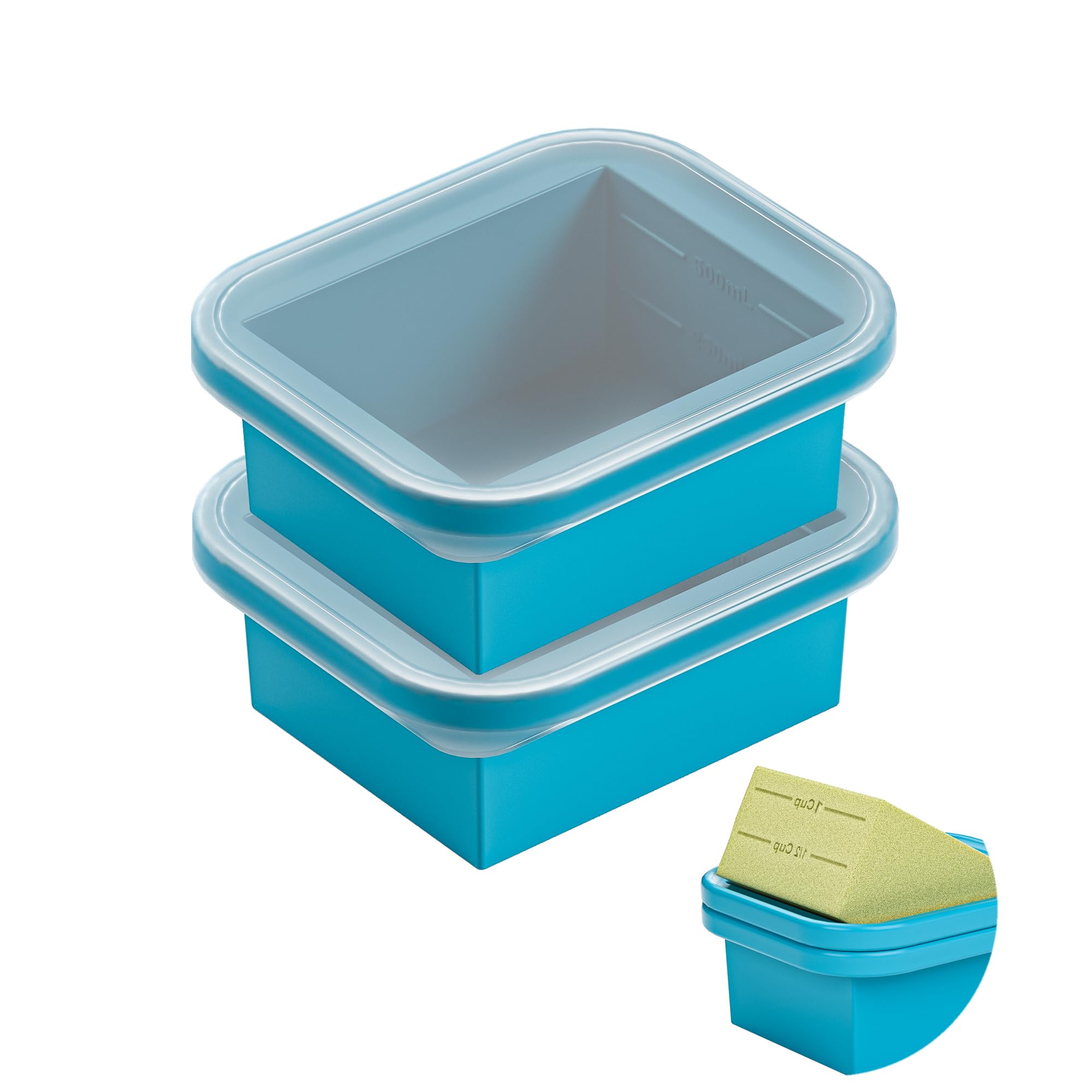 Bangp Jumbo Silicone Congélateur de congélation avec couvercle, Plateau de congélation pour soupes, Grand récipient de stockage pour Sauce Préparation de repas Yoghourt Avoine, 600ml
