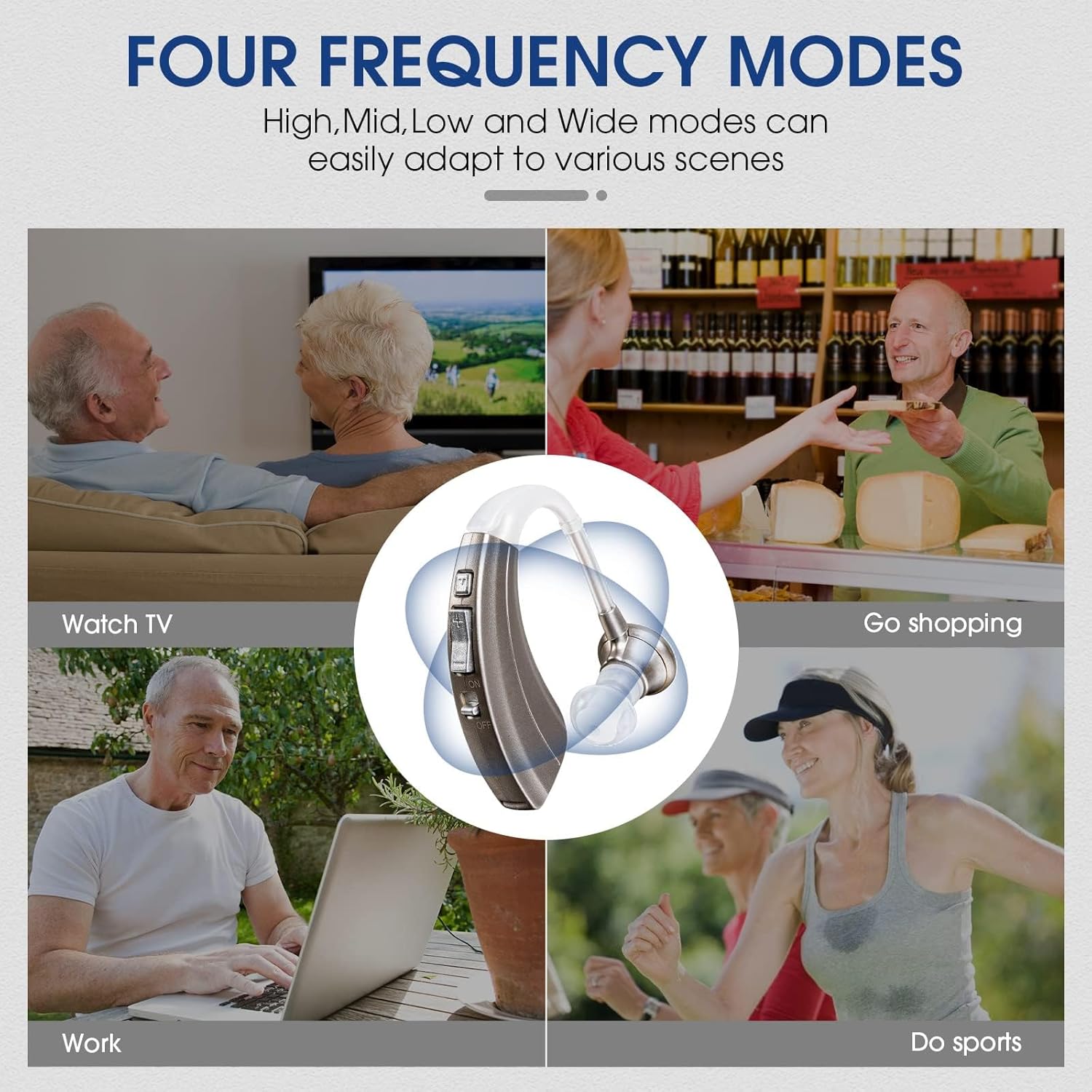 Britzgo BHA-220D Silver Hearing Amplifier, Modern and Fashion Designed Adjustable Tube to Fit Both Ears, Silver/Gray