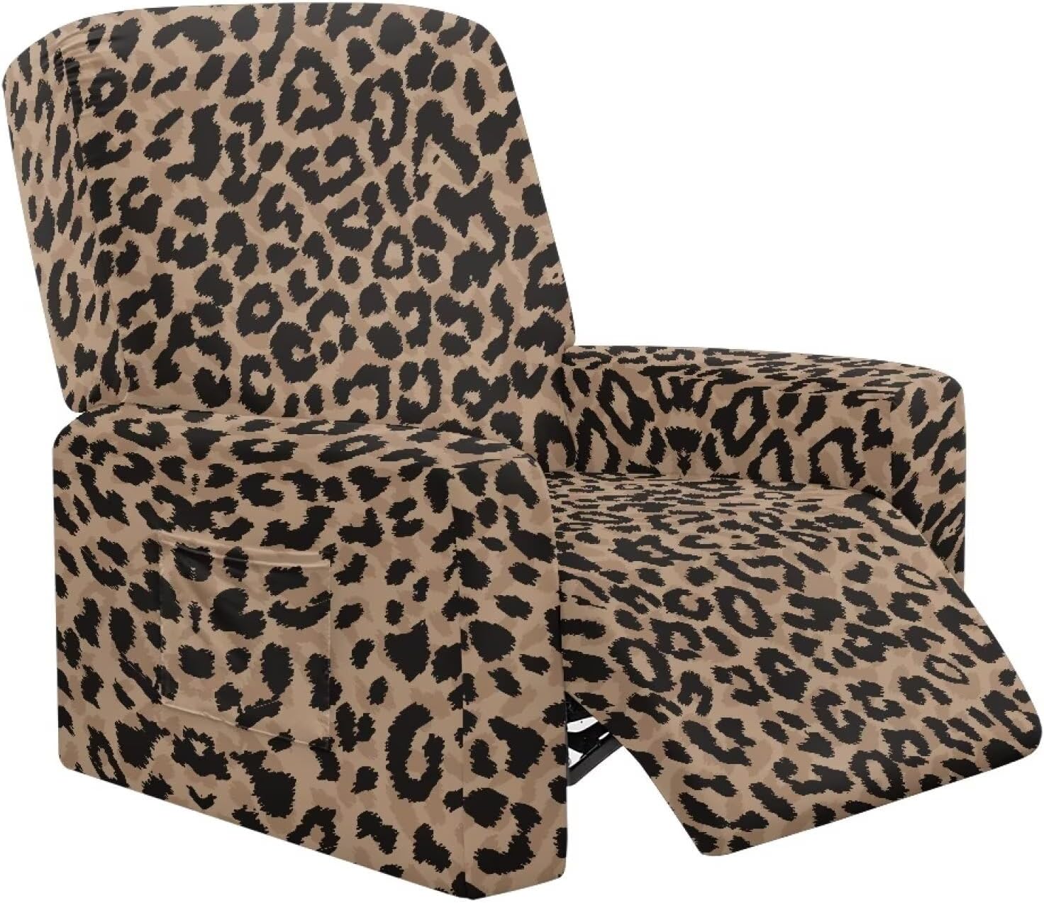 Lazy Boy Recliner Chair Covers That Stay in Place Recliner Covers 4 Pieces Brown Covers for Electric Power Lift Reclining Chair Single-Seater Furniture Protector Washable Animal Print