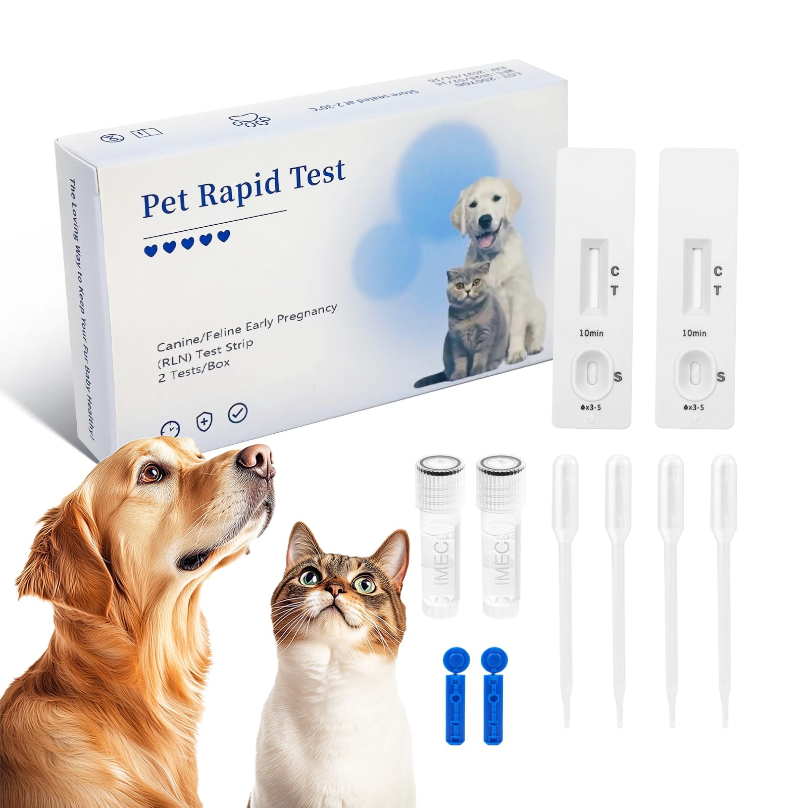 Dog & Cat Pregnancy Test – 2 Pcs Pet Blood Relaxin Pregnancy Test | Professional-Grade Accurate Early Test at Home,5-Minute Results with Easy to Read,Painless Design for Breeders & Pet Owners