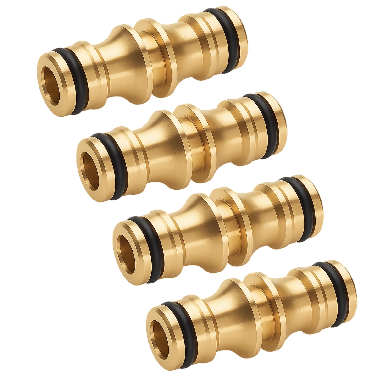 4PCS Brass Double Male Hose Connectors, Solid Brass Hose End Connector Extender for Garden Hose, Hose Pipe, Watering and Irrigation Systems, Quick Coupling Adapter for Garden Hose Joiner