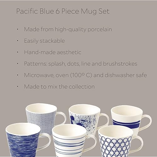 Miniatura 5 de Royal Doulton Pacific Dots Set de vajilla de porcelana., tazón de cereal 15 cm, Azul