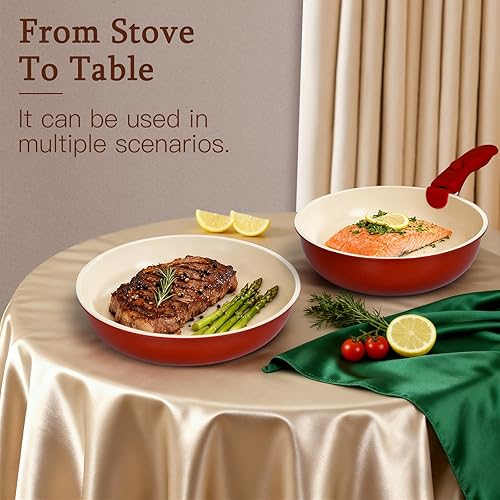 Miniatura 9 de GIPP Juego de 11 ollas y sartenes antiadherentes, juego de utensilios de cocina antiadherentes, mango desmontable, ollas de cerámica para cocinar