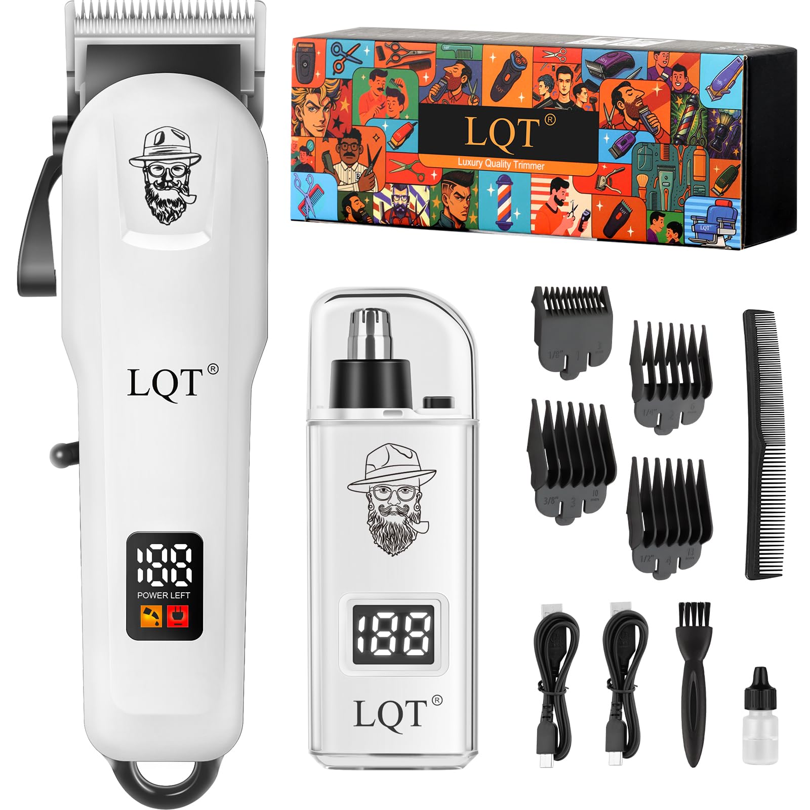 Men's Professional Hair Clipper &amp; Beard Trimmer Kit, 7-in-1 All-in-One Grooming Set with Electric Shaver, Ceramic T-Blade, Nose Trimmer &amp; Ear Hair Remover for Barbers and Home Use (2)