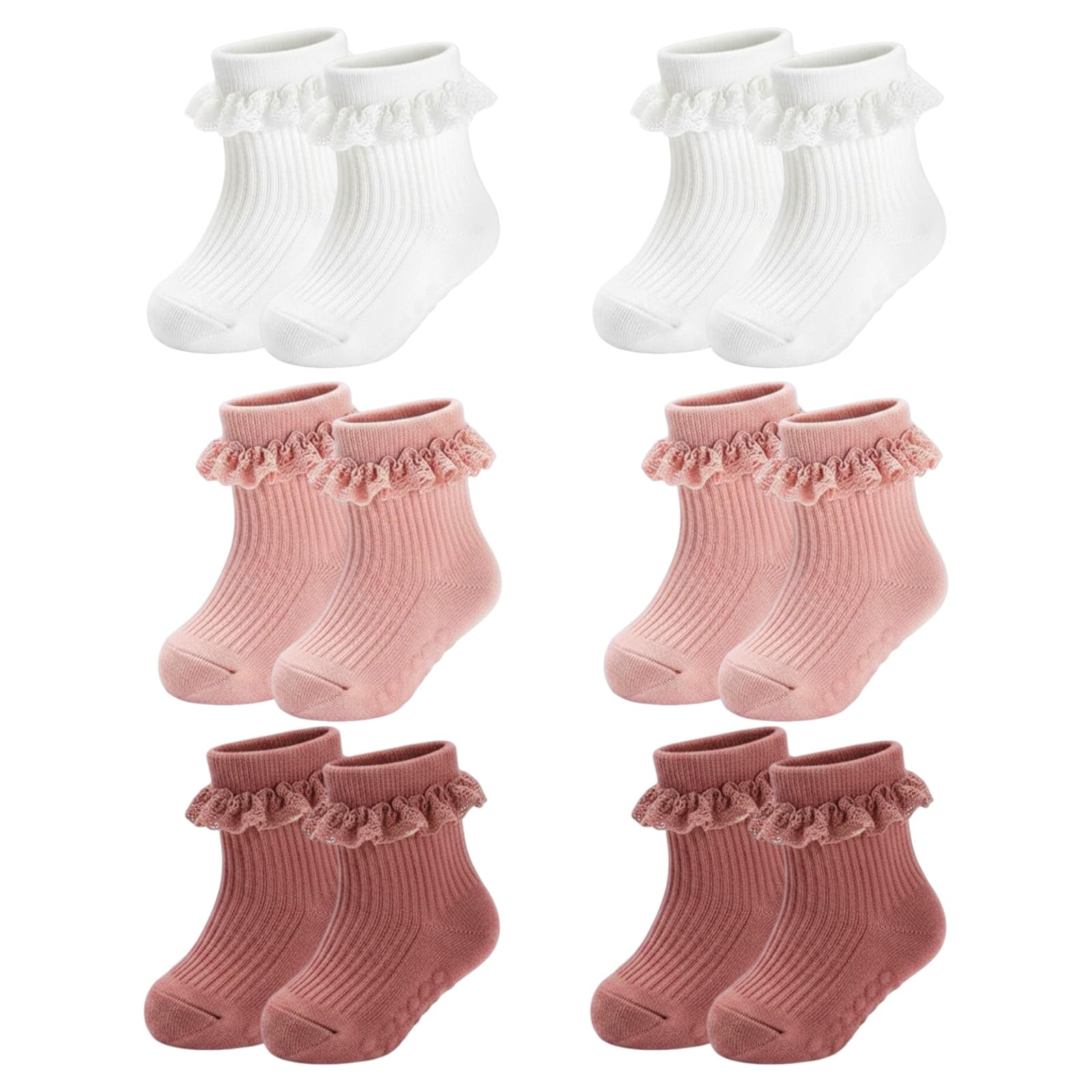 6 Pairs Socks Kids Baby Girls Anti Slip Floor Spring and Autumn Cotton Learning to Walk Unsteadily Lace — view 10