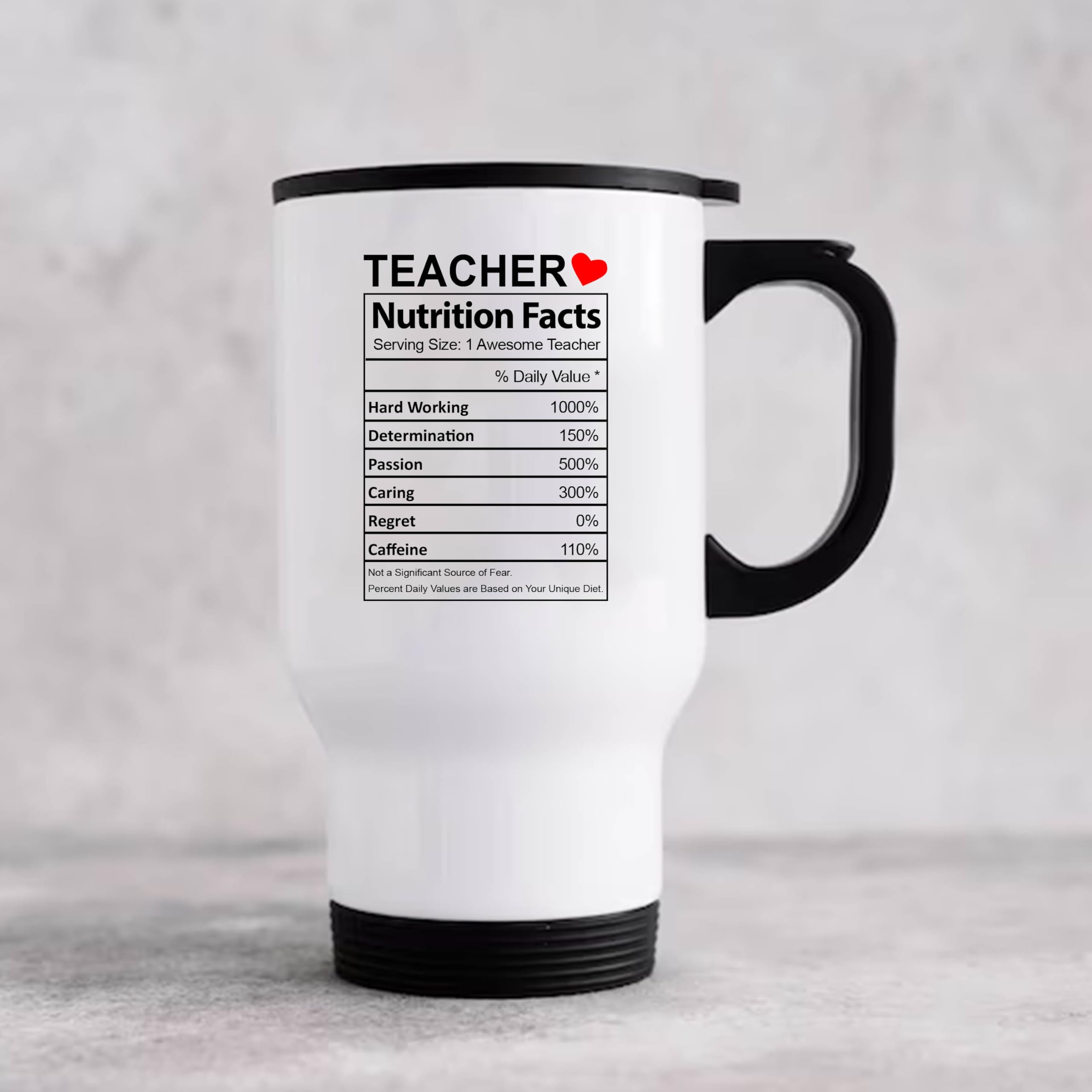 Spoil Your Wall Teachers Day | Teachers Appreciation Gift | Thermos Cup Tumbler with Lid | Sublimation Travel Coffee Mug - White & Black 450ml