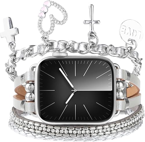 Boho Leather Bracelet Compatible with Apple Watch Band 40/38/41mm Women, Multila