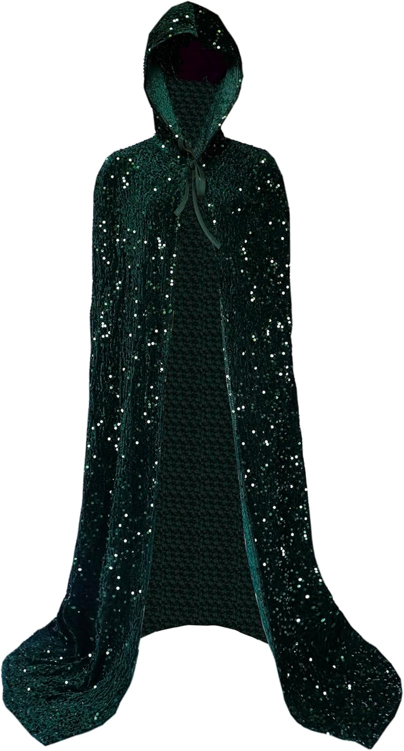 Velvet Cloak Cape Wizard Hooded Party Halloween Cosplay Costumes for Men Women 53” - Image 2