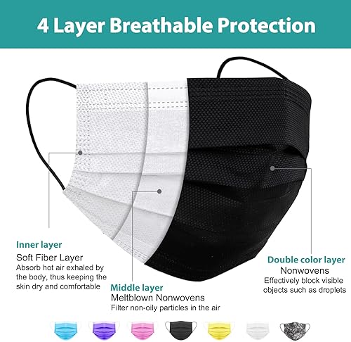 Miniatura 2 de Máscara facial Assacalynn, 50 unidades desechables, cubrebocas opcional, para adulto y niño