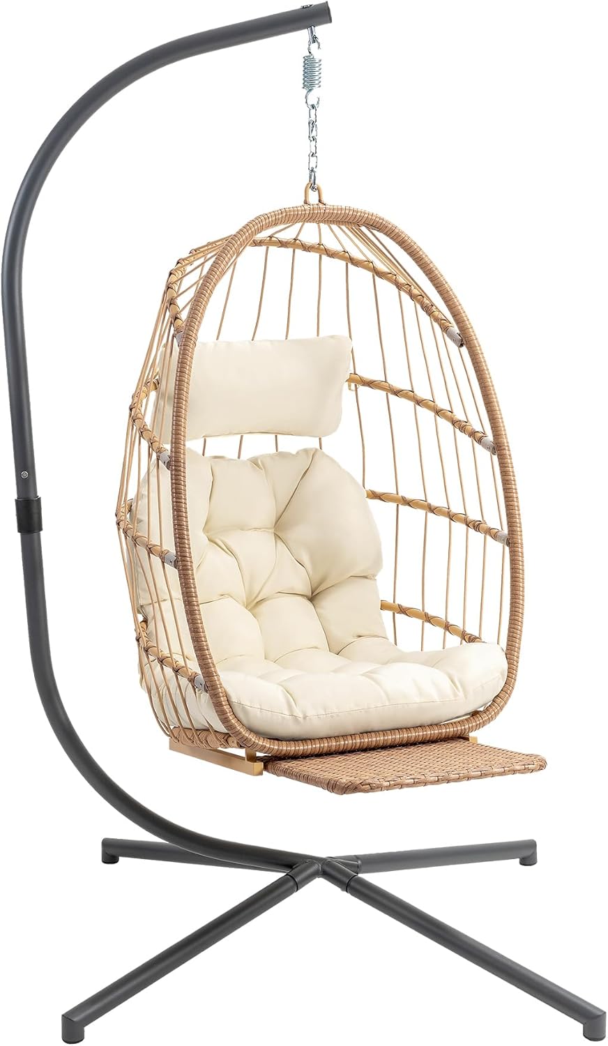 Yechen hanging egg chair with stand and footrest