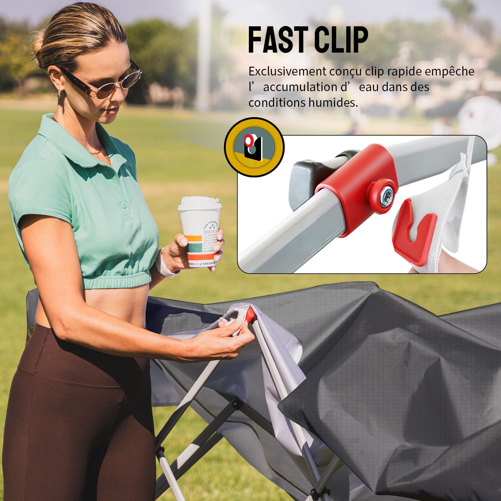 CROWN SHADES Tonnelle Pliante 3x3 Imperméable, Gazebo Pop-Up avec UPF 50+, 4 Parois Latérales Amovible, Gris